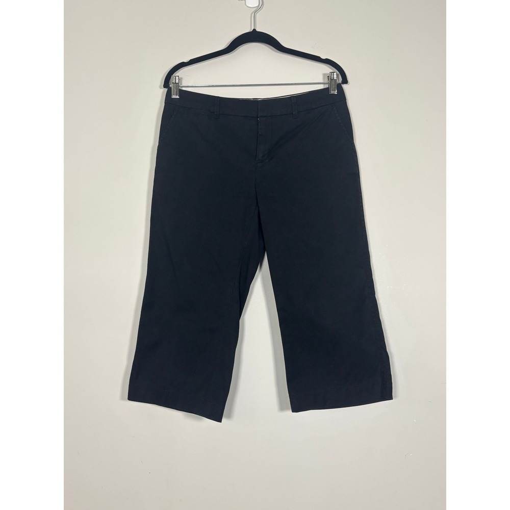 Esprit Women Black‎ Cropped Wide Leg Trousers Regular Fit Size 8 Cotton Blend